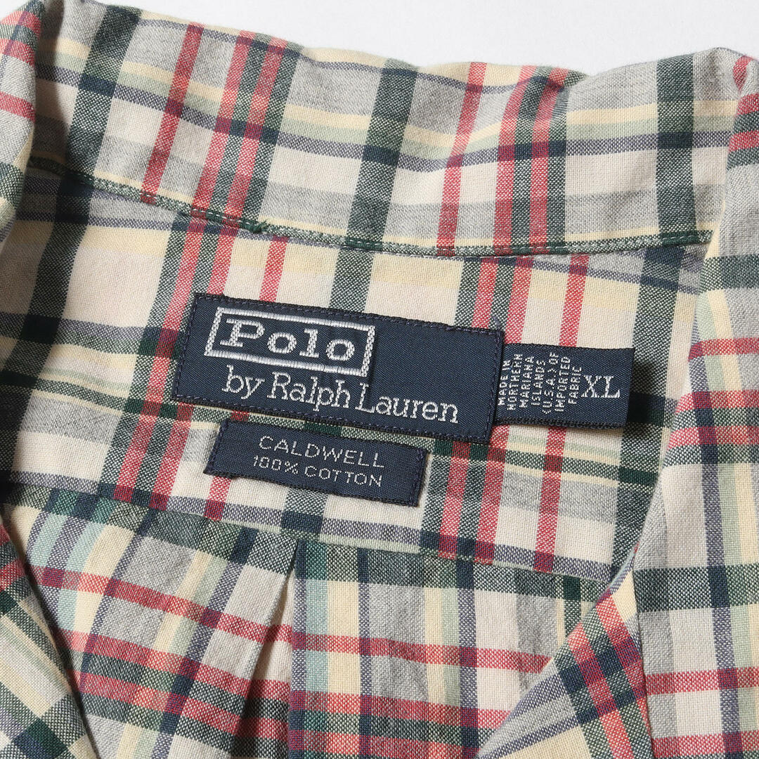 POLO RALPH LAUREN(ポロラルフローレン)のPOLO Ralph Lauren ポロ ラルフローレン シャツ サイズ:XL CALDWELL オープンカラー マドラスチェック 半袖 シャツ 90s 90年代 オフホワイト グリーン レッド トップス カジュアルシャツ アメカジ 古着 【メンズ】【中古】 メンズのトップス(シャツ)の商品写真