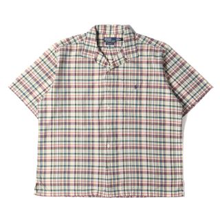 ポロラルフローレン(POLO RALPH LAUREN)のPOLO Ralph Lauren ポロ ラルフローレン シャツ サイズ:XL CALDWELL オープンカラー マドラスチェック 半袖 シャツ 90s 90年代 オフホワイト グリーン レッド トップス カジュアルシャツ アメカジ 古着 【メンズ】【中古】(シャツ)