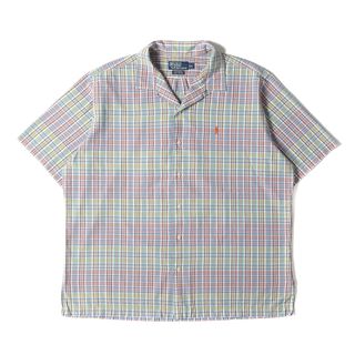 ポロラルフローレン(POLO RALPH LAUREN)のPOLO Ralph Lauren ポロ ラルフローレン シャツ サイズ:XL CALDWELL オープンカラー マドラスチェック 半袖 シャツ 90s 90年代 ブルー グリーン イエロー トップス カジュアルシャツ アメカジ 古着 【メンズ】【中古】(シャツ)