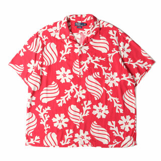 【美品】ポロバイラルフローレン花柄半袖開襟シャツオープンカラーADAMS 赤 M