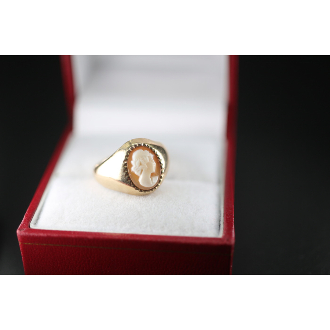 絶品 英国 ビンテージ レディース ゴールド 指輪 カメオ 375 J130 レディースのアクセサリー(リング(指輪))の商品写真