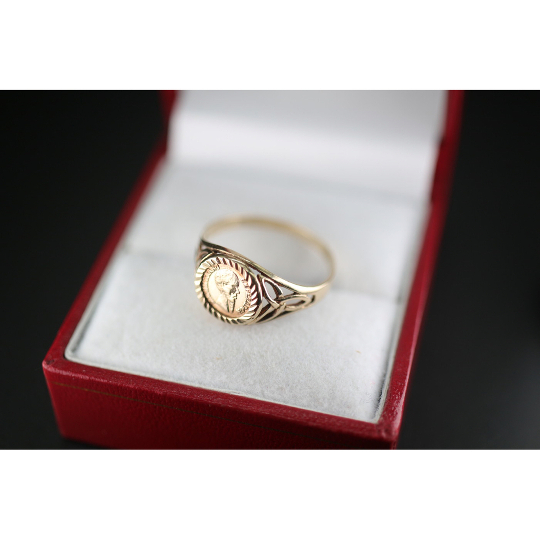 ビンテージ レディース ゴールド 指輪 コイン シグネット  375 J131 レディースのアクセサリー(リング(指輪))の商品写真