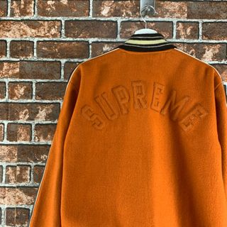 シュプリーム(Supreme)の【入手困難】シュプリーム　USA製　バックロゴ　レザー切替　オレンジ　スタジャン(スタジャン)