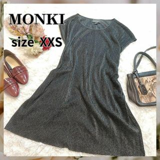 モンキ(Monki)のMONKI【XXS】ひざ丈　ワンピース　透け感　ブラック(ひざ丈ワンピース)