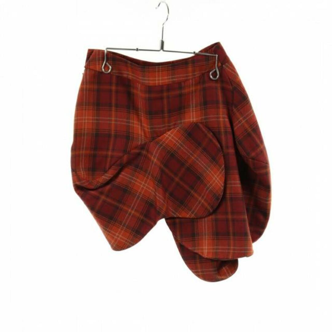 Vivienne Westwood(ヴィヴィアンウエストウッド)の 変形 スカート タータンチェック ウール オレンジレッド マルチカラー レディースのスカート(ミニスカート)の商品写真