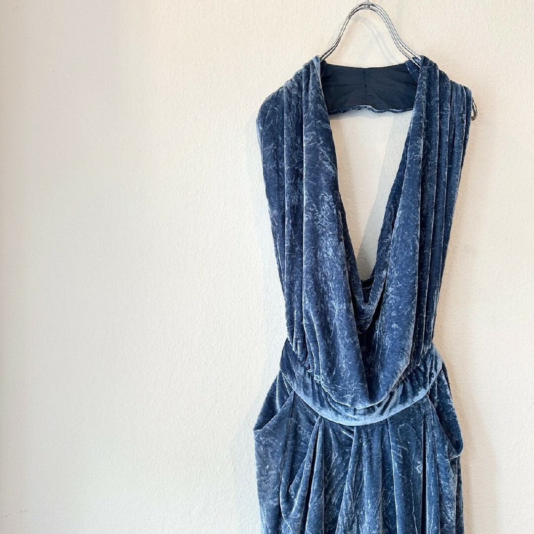 L'ATISTE BY AMY　ドレス　ワンピース　ベロア　ブルー レディースのワンピース(その他)の商品写真
