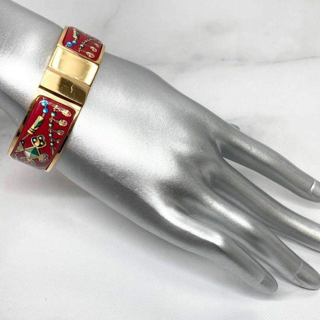 Hermes - HERMES エルメス バングル エマイユ ゴールド レッド TN264の