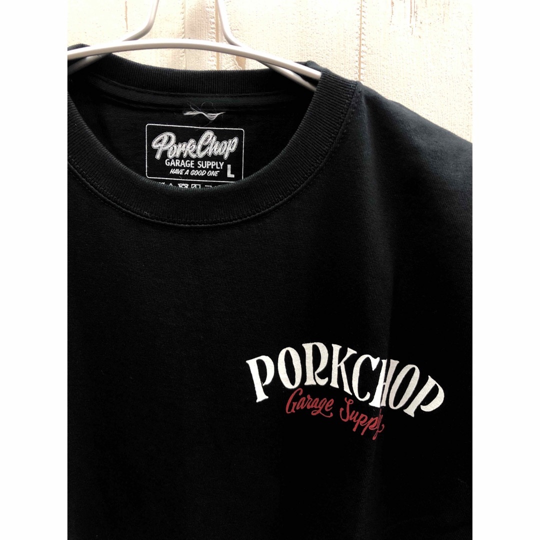 PORKCHOP ポークチョップ PORK BACK S/S TEE 黒-hybridautomotive.com