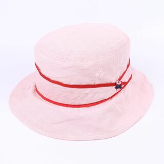ファミリア(familiar)のファミリア バケットハット フラワーモチーフ ストライプ  綿100% ブランド 帽子 キッズ 女の子用 55サイズ ピンク Familiar(帽子)