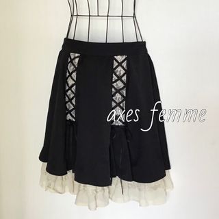 アクシーズファム(axes femme)のaxes femme レースアップフレアスカート Mサイズ / USED(ひざ丈スカート)