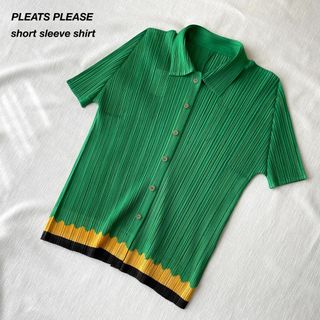 PLEATS PLEASE ISSEY MIYAKE 丸首五分袖シャツ pa.pe