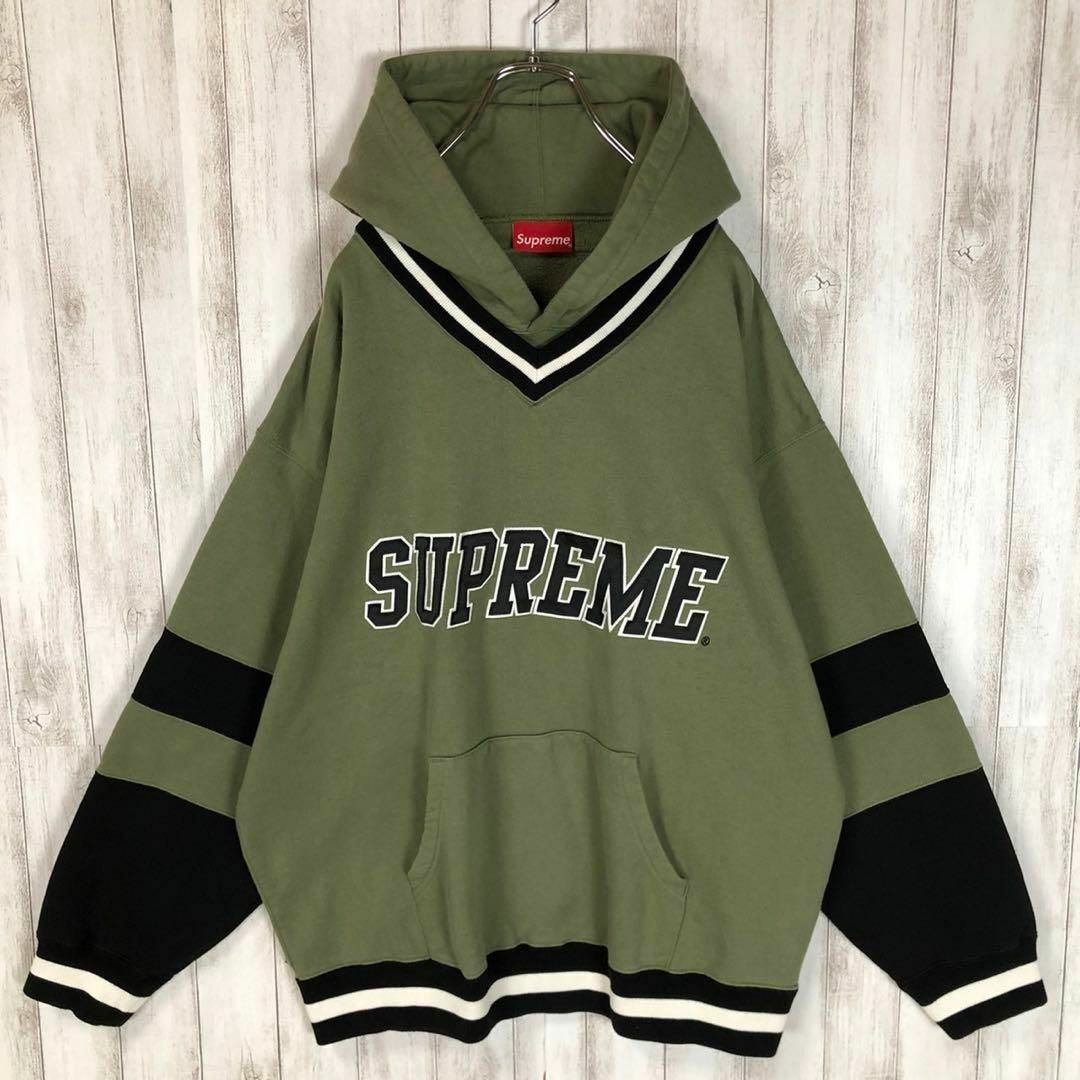 希少 Supreme マルチロゴ プルオーバーパーカー M グレー マルチカラー