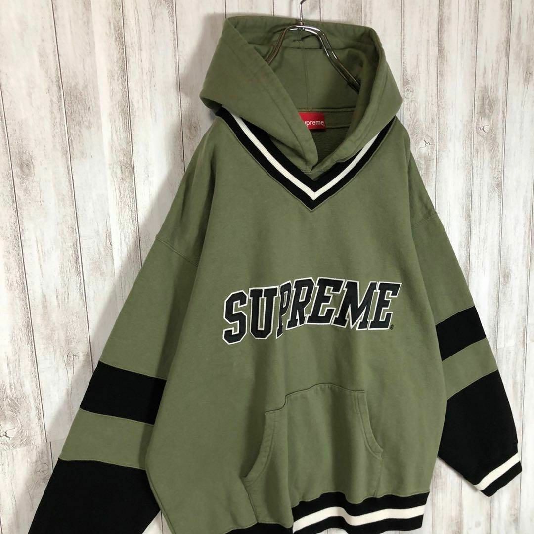 希少 Supreme マルチロゴ プルオーバーパーカー M グレー マルチカラー