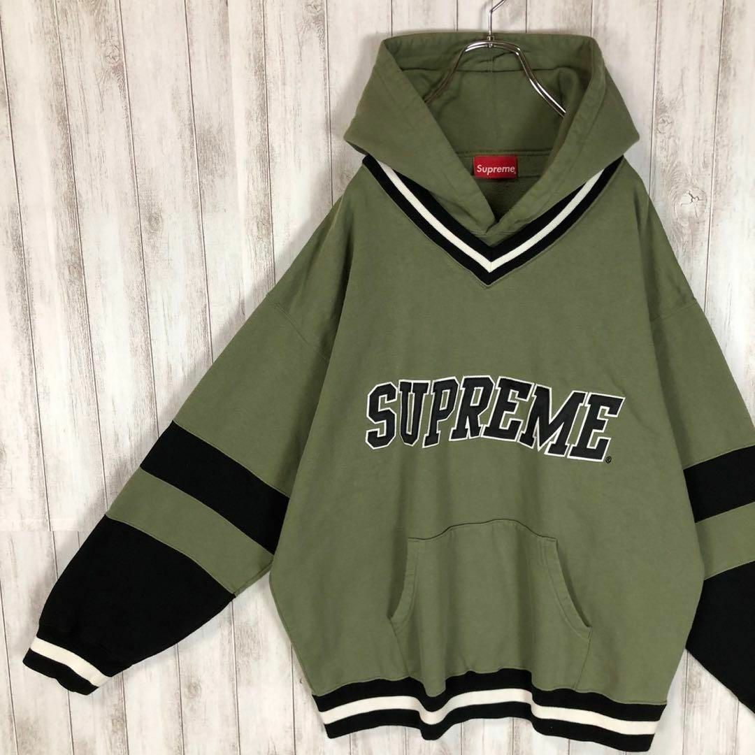 希少 Supreme マルチロゴ プルオーバーパーカー M グレー マルチカラー