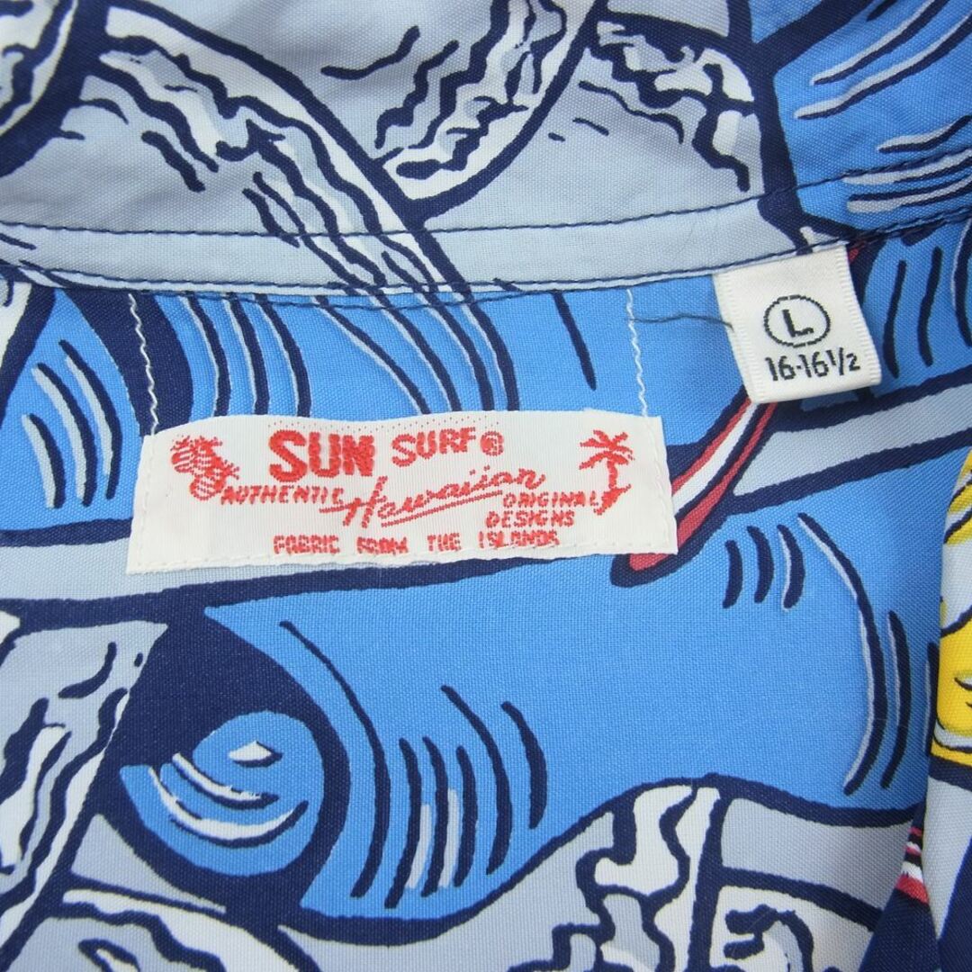 Sun Surf(サンサーフ)のSUN SURF サンサーフ 半袖シャツ SS38809 RAYON HAWAIIAN SHIRT HAWAIIAN GARDEN 和柄 アロハ ハワイアン シャツ ブルー系 L【中古】 メンズのトップス(タンクトップ)の商品写真