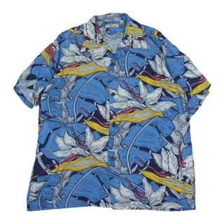 サンサーフ(Sun Surf)のSUN SURF サンサーフ 半袖シャツ SS38809 RAYON HAWAIIAN SHIRT HAWAIIAN GARDEN 和柄 アロハ ハワイアン シャツ ブルー系 L【中古】(タンクトップ)