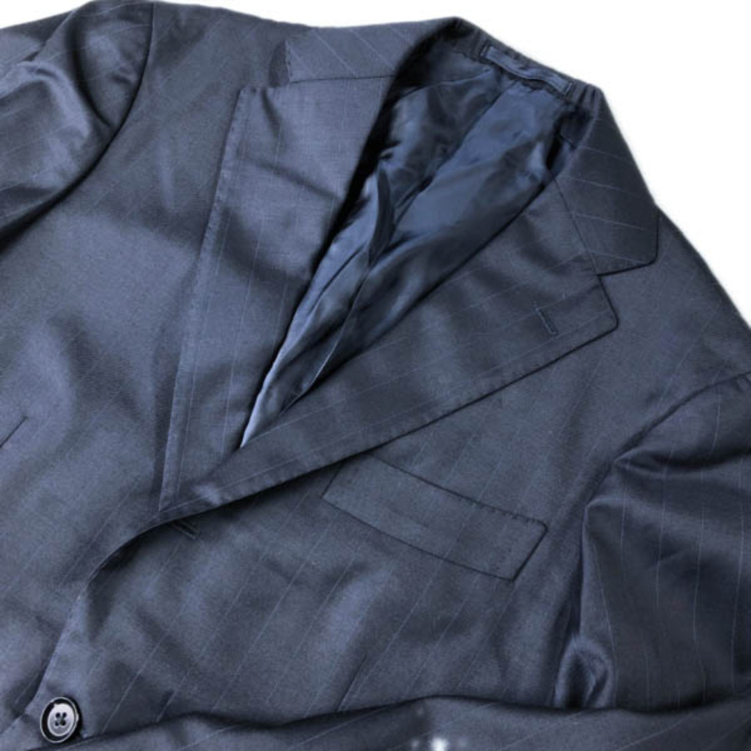 美品 リングヂャケット RING JACKET ウール ストライプ 3ボタン 段返り スーツ ネイビー 44 Y02041 レディースのフォーマル/ドレス(スーツ)の商品写真