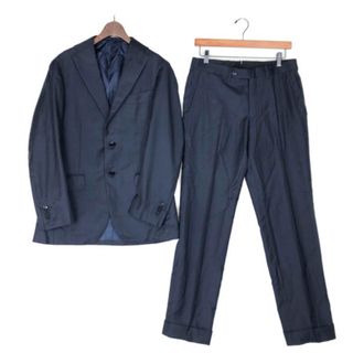 美品 リングヂャケット RING JACKET ウール ストライプ 3ボタン 段返り スーツ ネイビー 44 Y02041(スーツ)