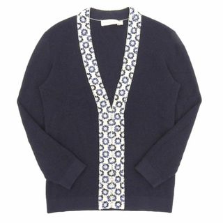 トリーバーチ(Tory Burch)のトリーバーチ TORY BURCH スパンコール フラワートリム カーディガン ウール レディース ネイビー sizeXS Y02118(カーディガン)