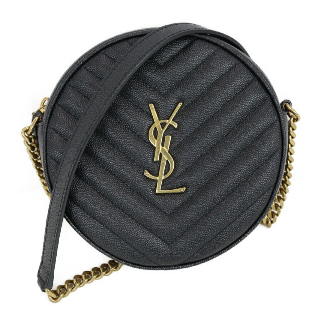 SAINT LAURENT ヴィニル チェーンショルダーバッグ ブラック 黒 レザー レディース ウィメンズ ブランド YSL ラウンド型 丸い松前R56号店