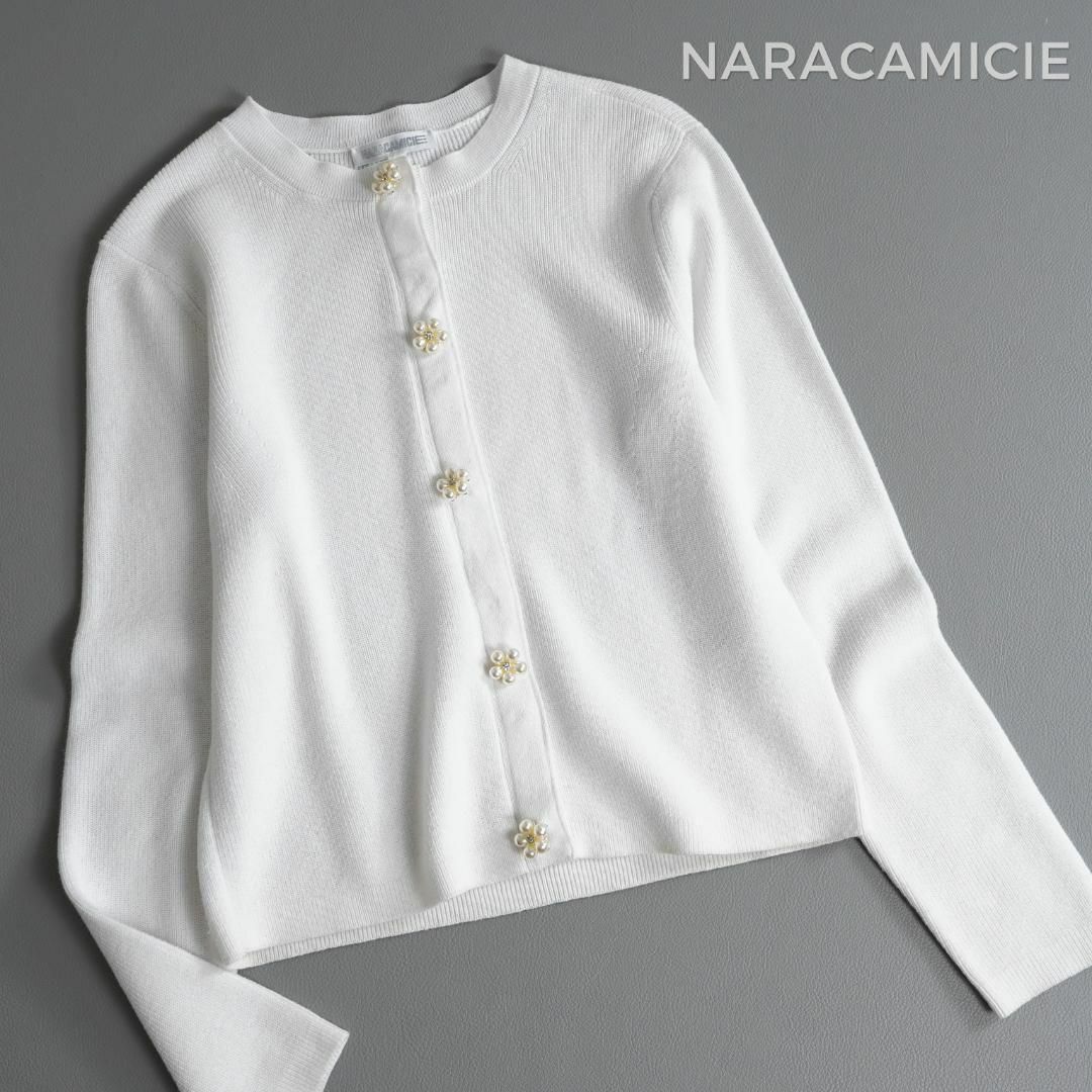 NARACAMICIE - 180*美品 ナラカミーチェ ビジューボタン畦 クルー ...