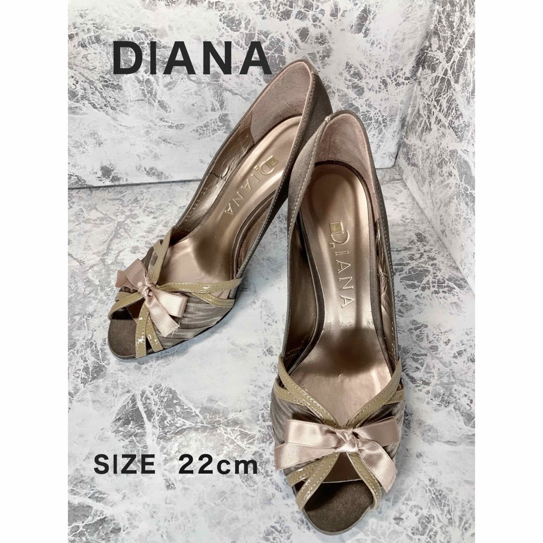 DIANA(ダイアナ)の☆ダイアナ☆オープントゥ☆リボン☆サイズ 22cm レディースの靴/シューズ(ハイヒール/パンプス)の商品写真