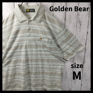 ゴールデンベア(Golden Bear)の【Golden Bear】ボーダー柄鹿子ポロシャツ　薄手　ポケット　刺繍ロゴ　夏(ポロシャツ)