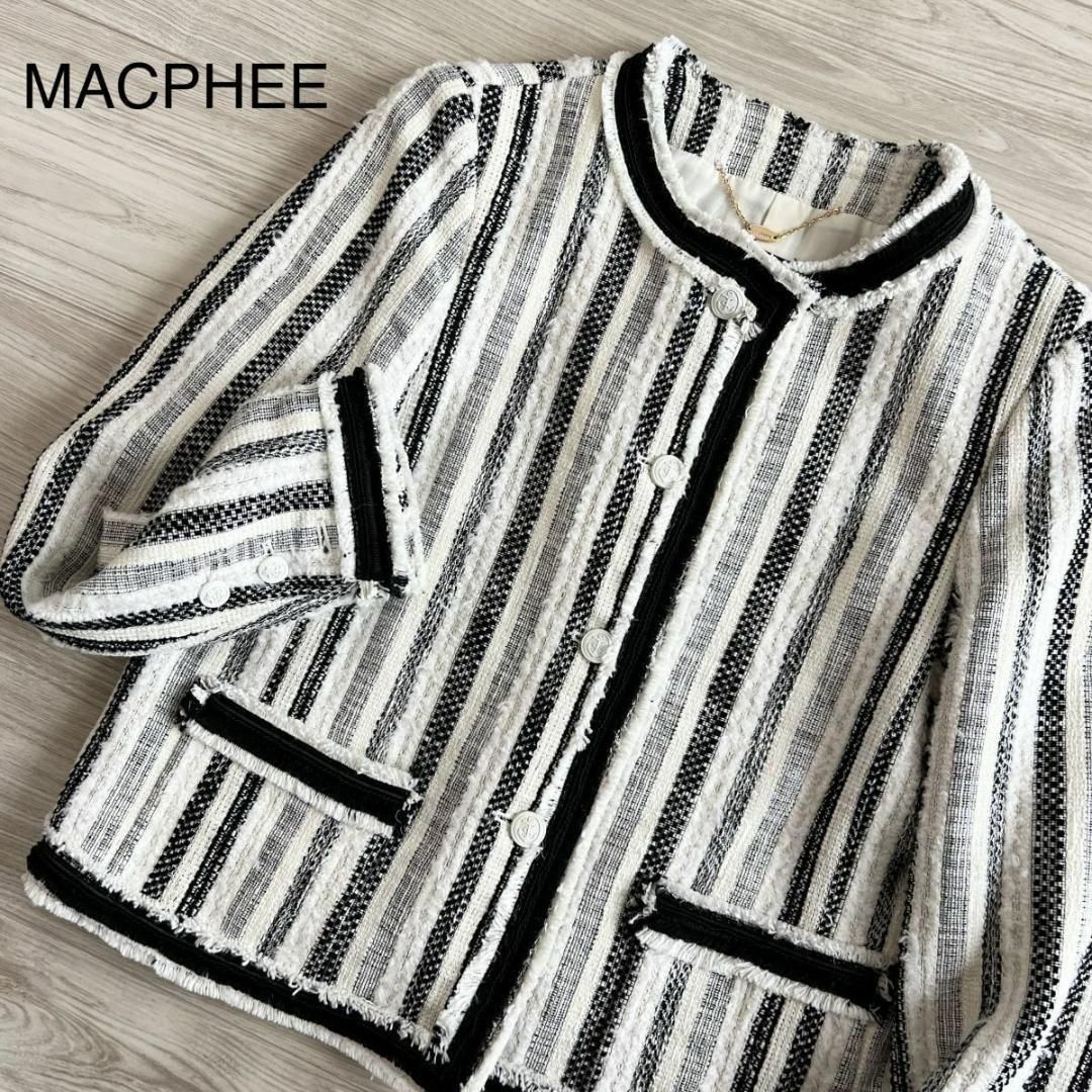 MACPHEE × BONOTTO ノーカラー ツイード ジャケット 36 S56色