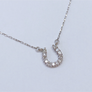 ★K18WG ダイヤモンド 0.10ct ホースシュー ネックレス 幸運(ネックレス)