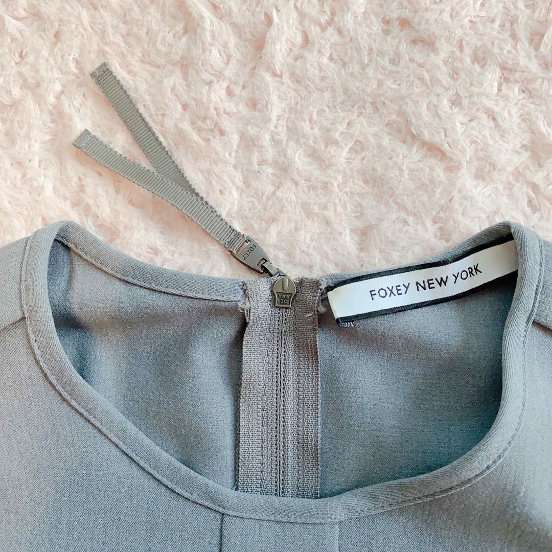 FOXEY NY フォクシーニューヨーク グレー即完売 Aラインワンピース 38