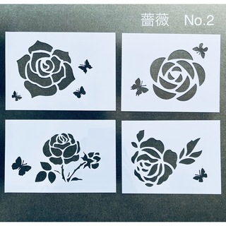 ステンシルシート　薔薇　No.2(型紙/パターン)
