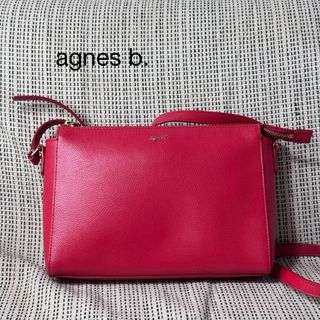 アニエスベー(agnes b.)の美品 agnes b. アニエスベー ショルダーバッグ レディース 赤 レザー(ショルダーバッグ)