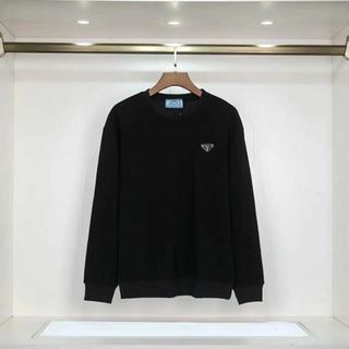 プラダ PRADA ナイロン 切替 フーデッド エルボーパッチ ニット 50 青