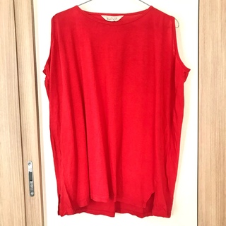 ホームスパン(homspun)の赤　ノースリーブ Tシャツ(Tシャツ(半袖/袖なし))