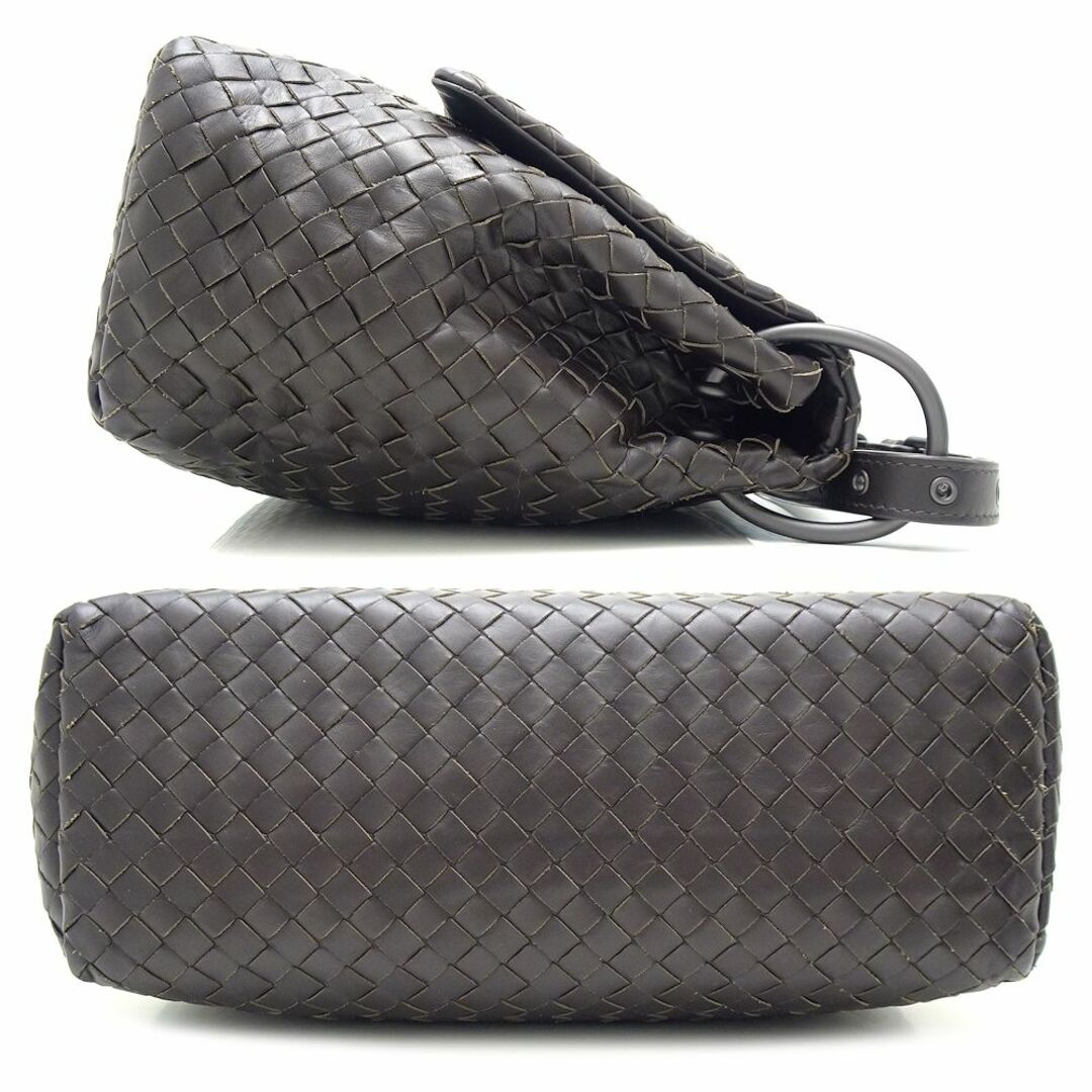 『USED』 BOTTEGAVENETA ボッテガヴェネタ イントレチャート ショルダーバッグ レザー ダークブラウン