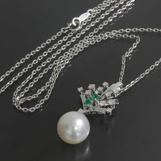 MIKIMOTO アコヤパール 真珠 サファイア ダイヤモンド ネックレス K14WG レディース