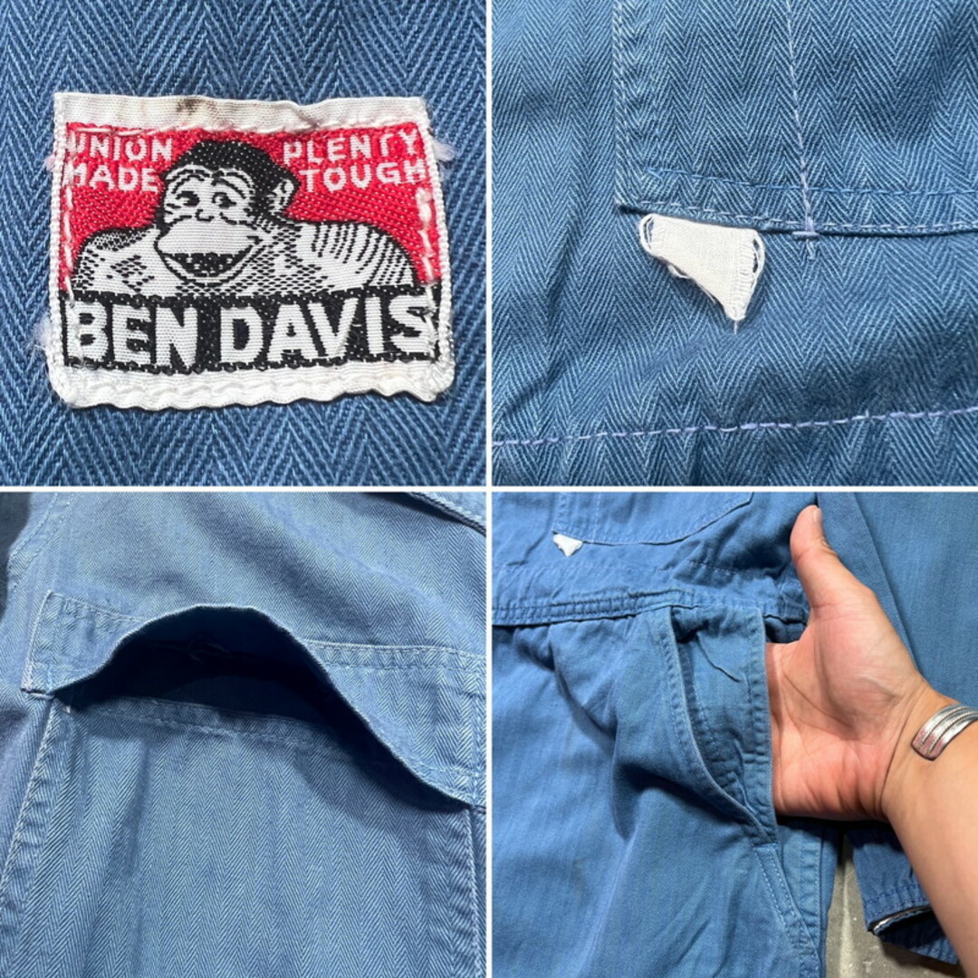 BEN DAVIS(ベンデイビス)の50's HBT ワークオールインワン つなぎ 実寸W40 メンズのパンツ(サロペット/オーバーオール)の商品写真