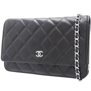 シャネル(CHANEL)のシャネル長財布 ココマーク チェーン ウォレット ラムスキン ブラック黒 40802066180(財布)