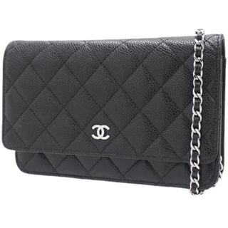 シャネル(CHANEL)のシャネル長財布 ココマーク チェーン ウォレット キャビアスキン ブラック黒 40802066177(財布)