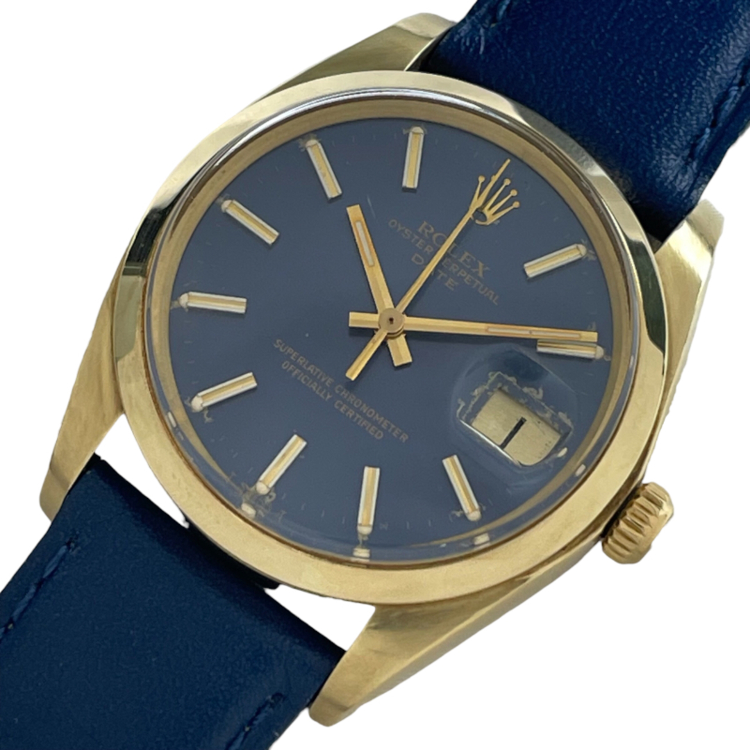 ロレックス ROLEX デイト 1503 ブルー K14YG  メンズ 腕時計時計