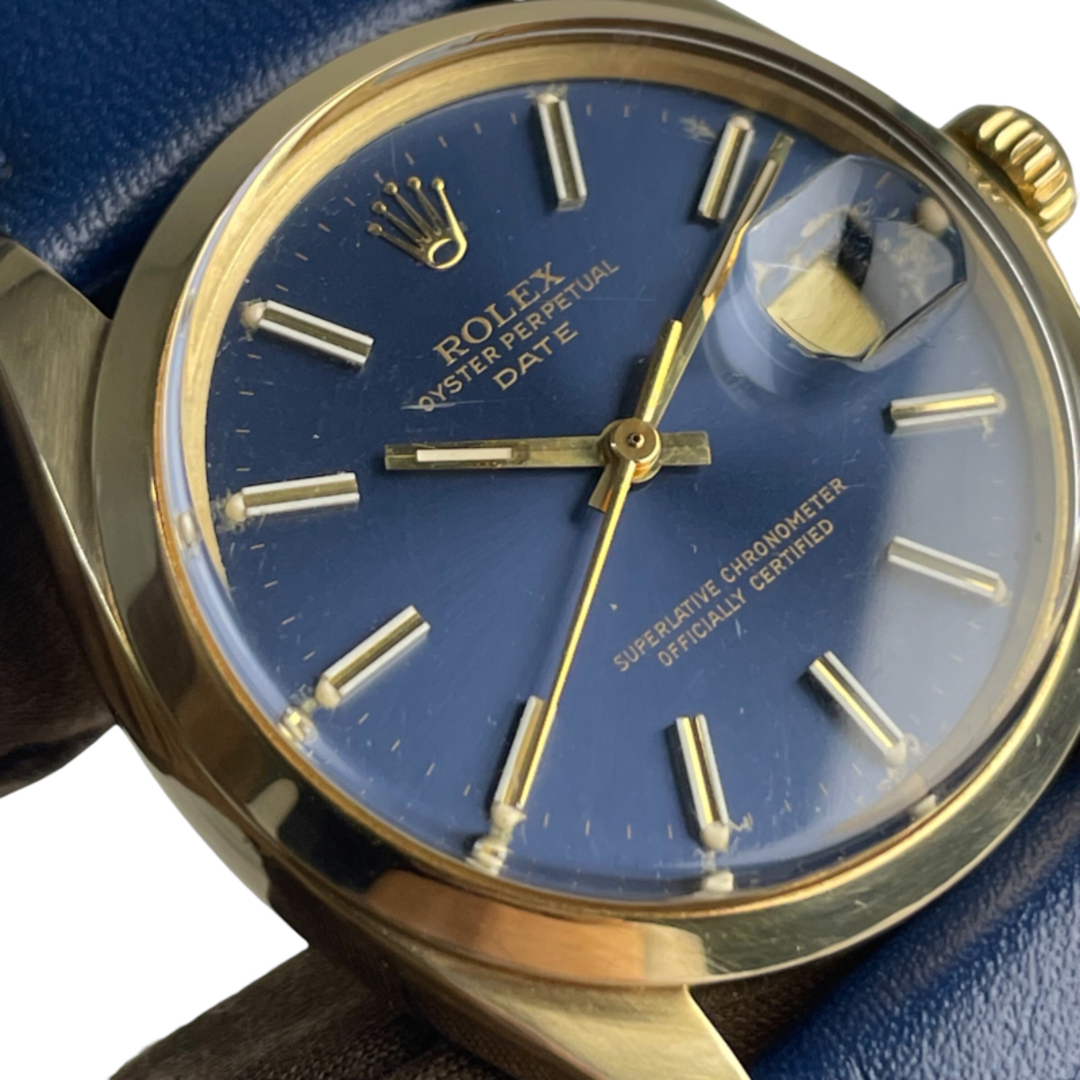 ロレックス ROLEX デイト 1503 ブルー K14YG  メンズ 腕時計