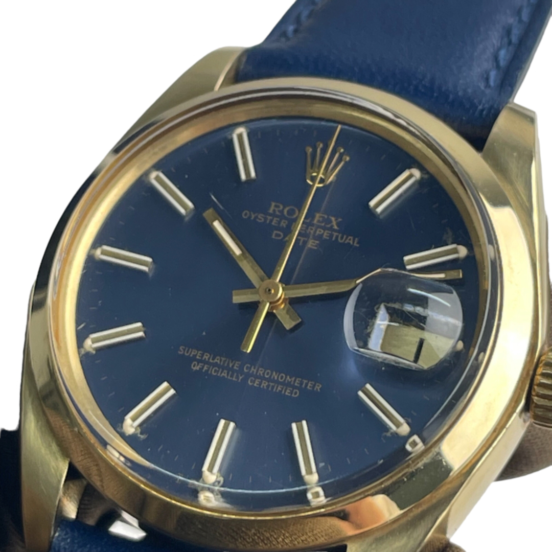 ロレックス ROLEX デイト 1503 ブルー K14YG  メンズ 腕時計