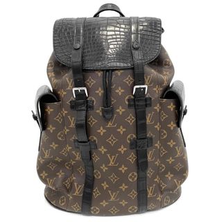 ルイヴィトン(LOUIS VUITTON)の【限定価格】LOUIS VUITTON ルイヴィトン リュック モノグラム クロコダイルマット クリストファーPM ブラウン 茶 ブラック 黒 鞄 かばん N93490    シルバー金具 メンズ 定番 美品【中古品】(バッグパック/リュック)