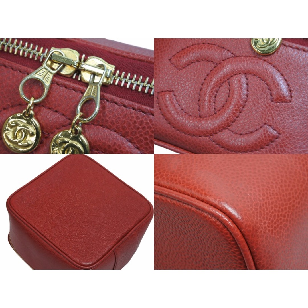 CHANEL(シャネル)のCHANEL シャネル デカココ ヴァニティ バッグ 4番台 レッド ココマーク ロゴ キャビアスキン ハンドバッグ 美品 中古 53661 レディースのバッグ(その他)の商品写真