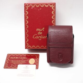 カルティエ(Cartier)のS7-8 カルティエ シガレット ケース ボルドー 箱 ギャランティーカード(タバコグッズ)