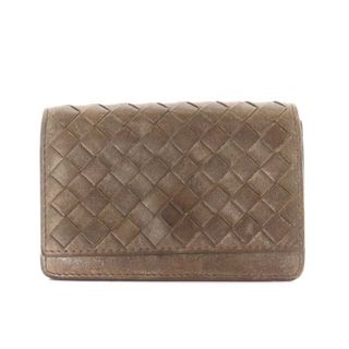 ボッテガヴェネタ(Bottega Veneta)のボッテガヴェネタ イントレチャート カードケース 名刺入れ レザー 茶(名刺入れ/定期入れ)