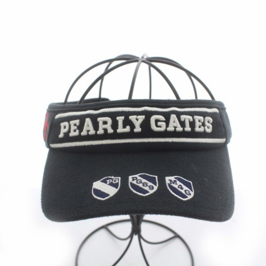 PEARLY GATES(パーリーゲイツ)のパーリーゲイツ PEARLY GATES サンバイザー 帽子 ロゴ FR 紺 レディースの帽子(その他)の商品写真