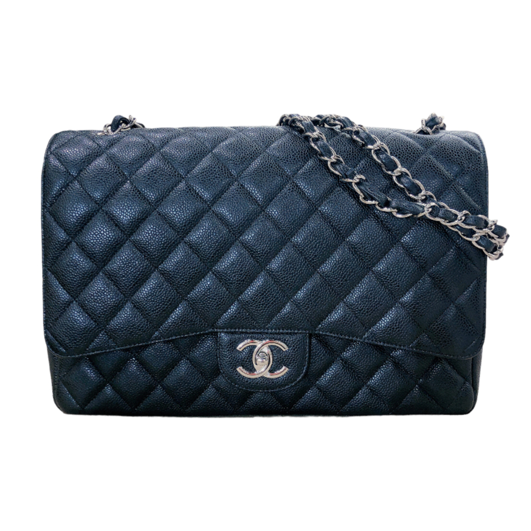 約30cm高さシャネル CHANEL デカマトラッセ30 A58601 ブラック/シルバー金具 キャビアスキン レディース ショルダーバッグ