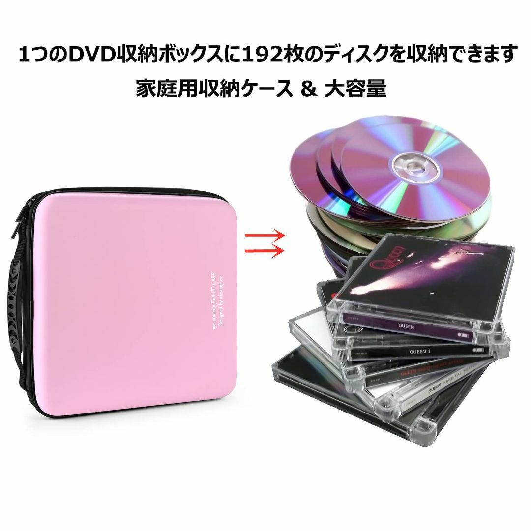 【色: ピンク192】LIOVODE 192枚収納 CDケースポータブルEVA 2