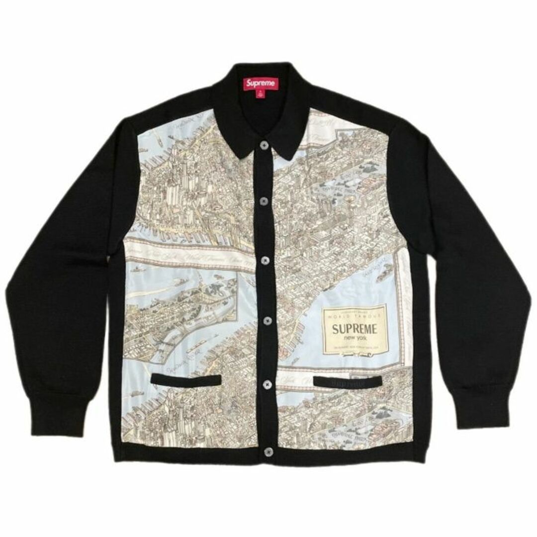 2023FW Supreme Silk Map Cardigan 黒 L